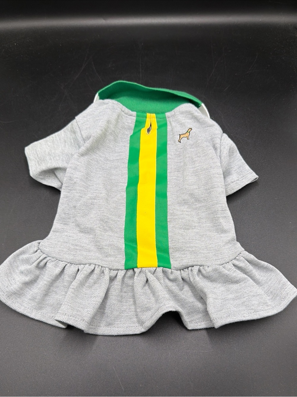 Dog Dress Polo Grey With Green Yellow  Small Dogs Pullover Bond & Co